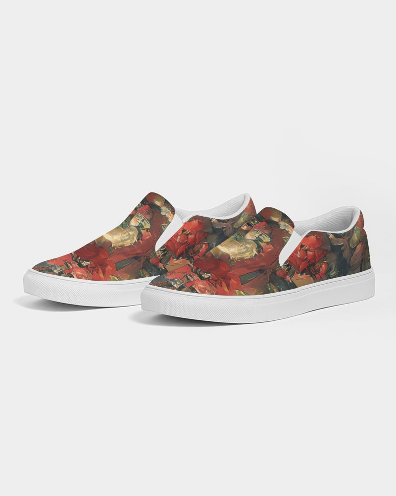 Abstract Rose design Women's Slip-On Canvas Shoe