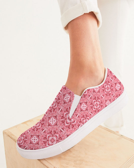 Silver grey white hair inspiration pink abstract Women's Slip-On Canvas Shoe