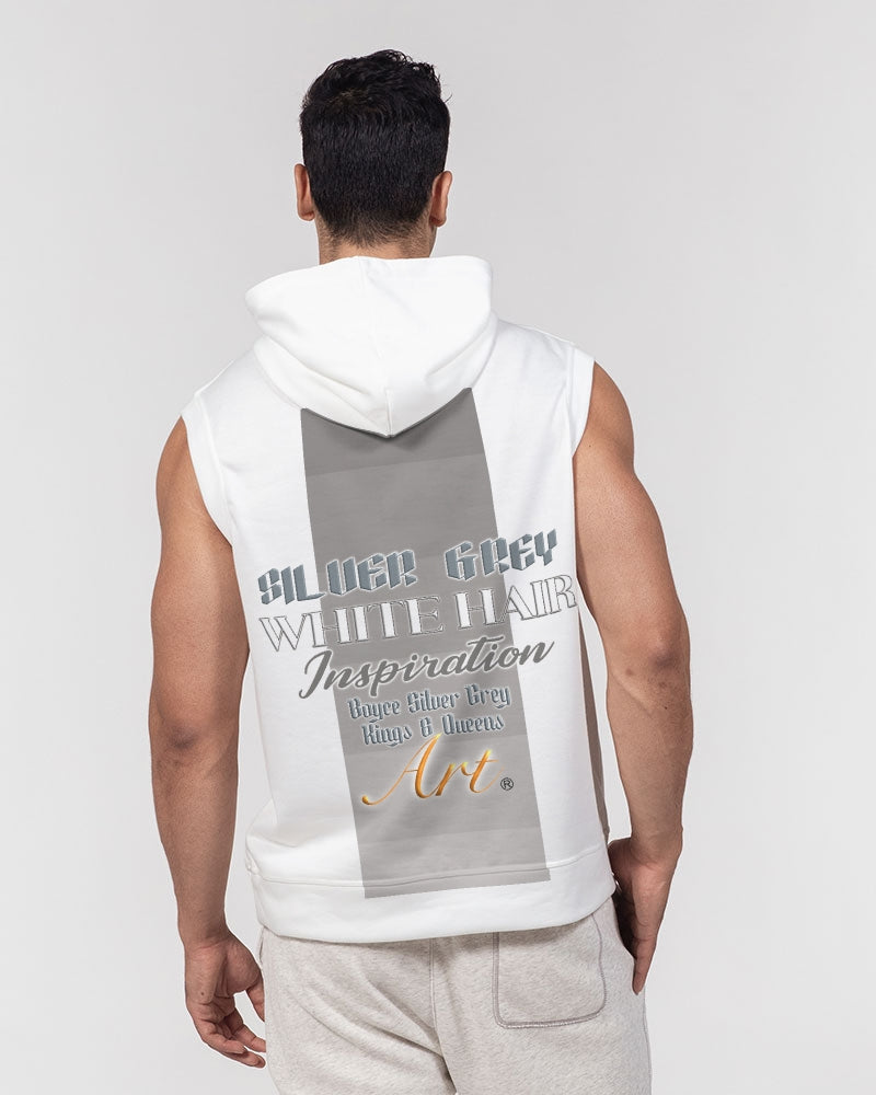 New silver grey Man style men's All-Over Print Heavyweight Sleeveless Hoodie