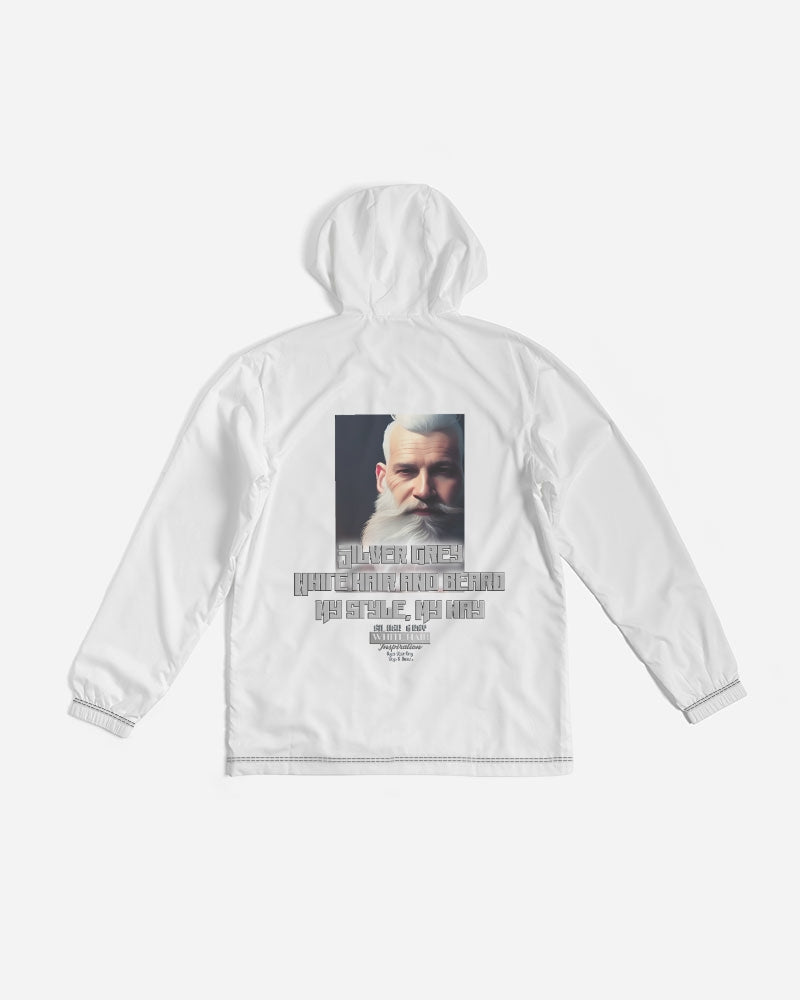 Silver Grey white hair and beard, my style my way Men's Windbreaker