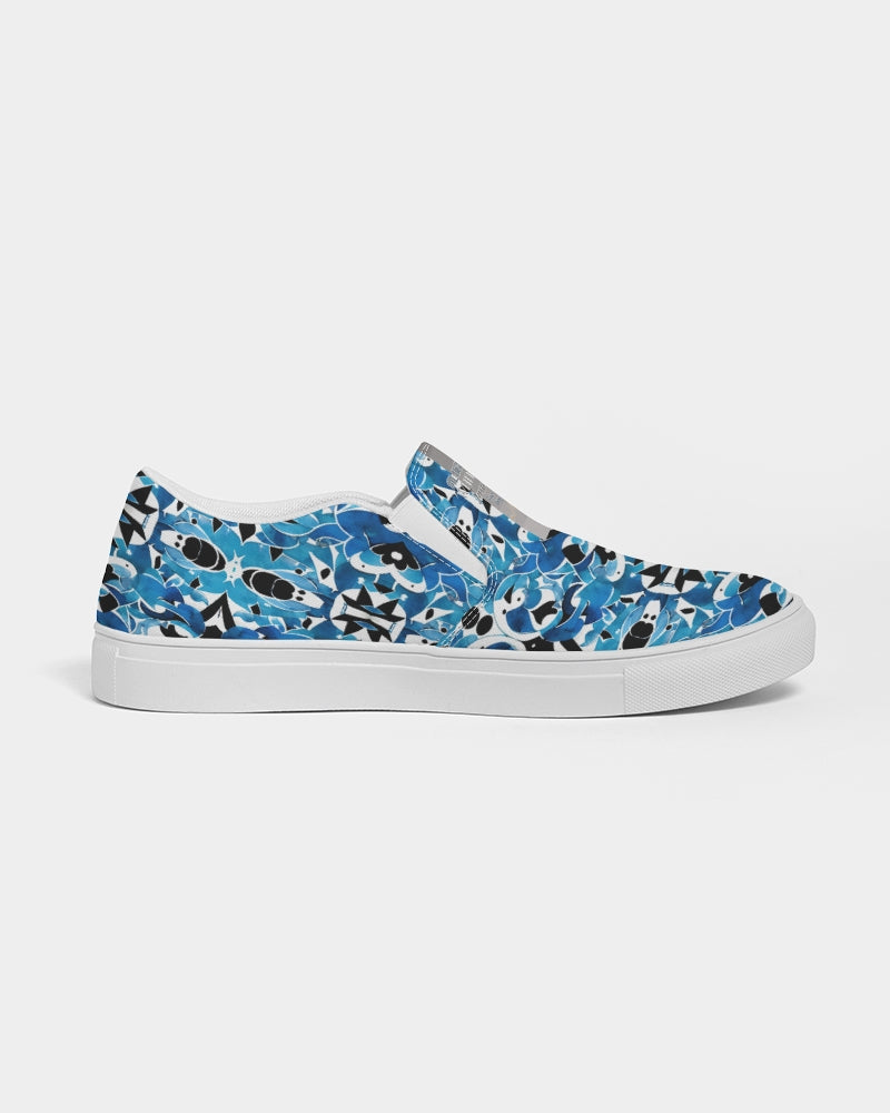 Blue Abstract pattern design Men's Slip-On Canvas Shoe