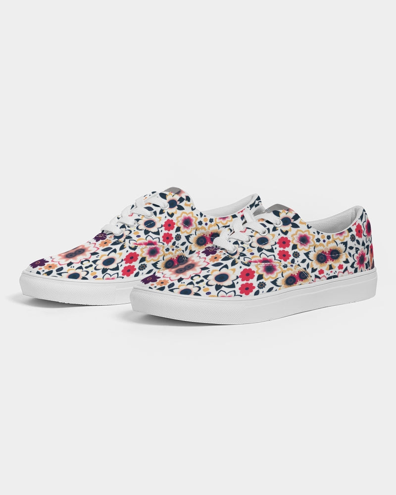 Abstract flower pattern Women's Lace Up Canvas Shoe