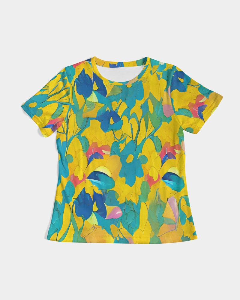 Beautiful yellow and blue hint of red pattern Women's Tee