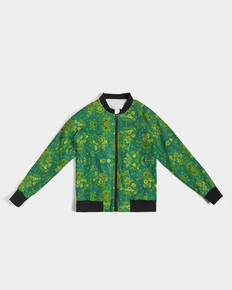 Green lush Repeat pattern Women's Bomber Jacket