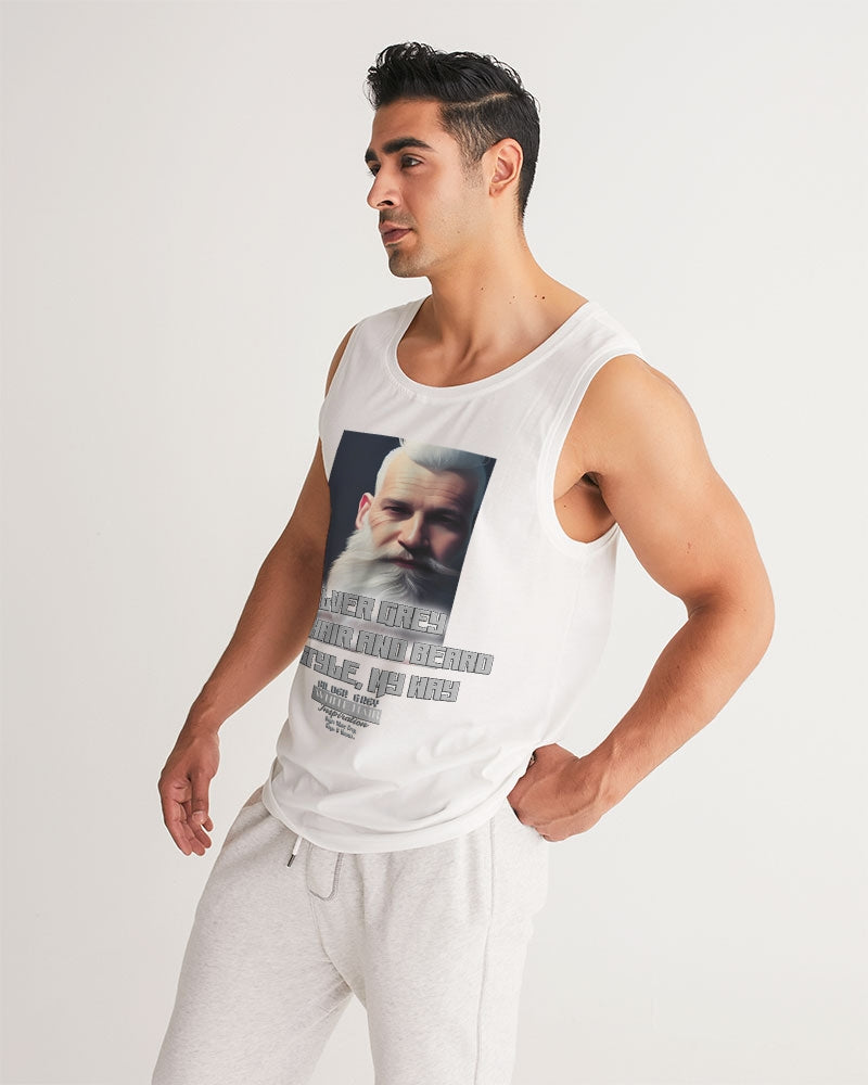 Silver Grey white hair and beard, my style my way Men's Sports Tank