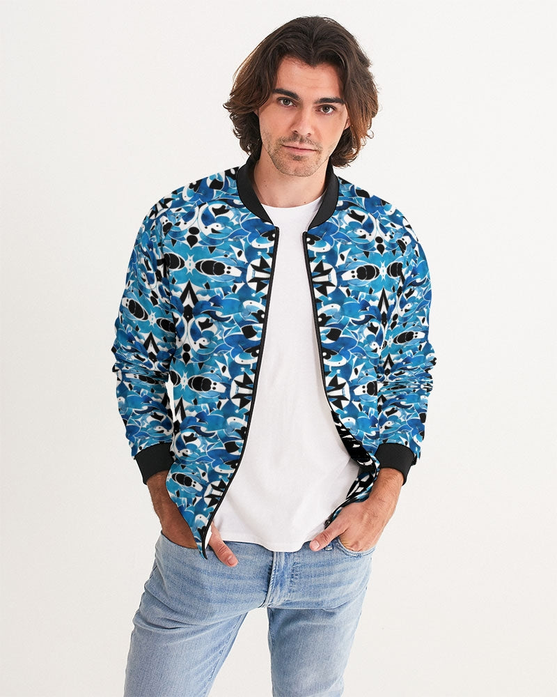 Blue Abstract pattern design Men's Bomber Jacket