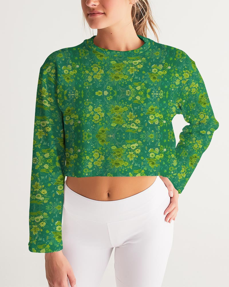 Green lush Repeat pattern Women's Cropped Sweatshirt