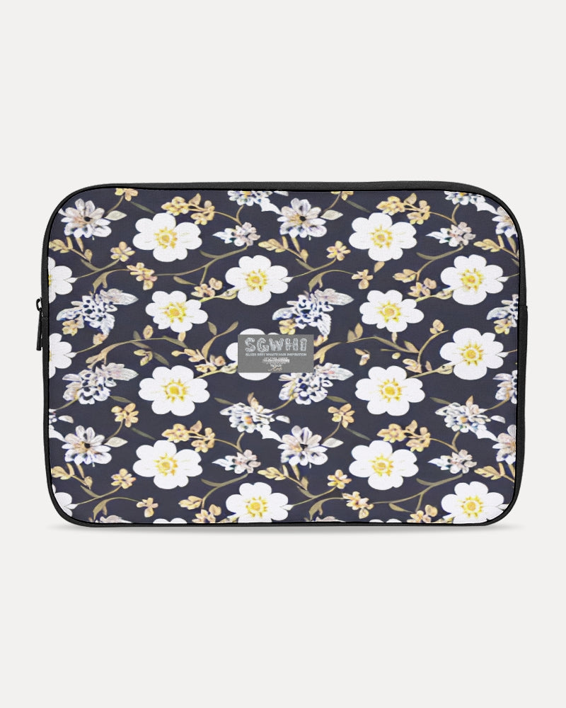 Pink flower black background Laptop Sleeve