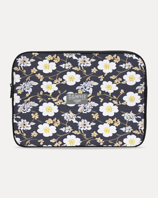 Pink flower black background Laptop Sleeve