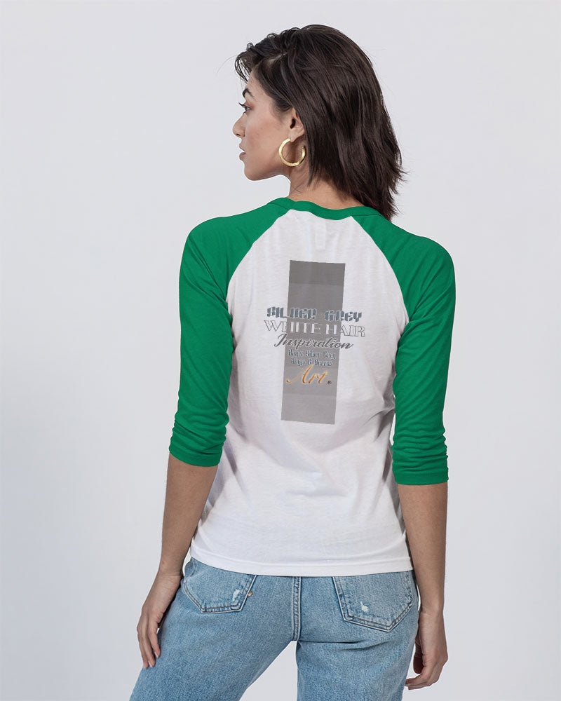 Nubian girl silver fox Unisex Three-Quarter Sleeve Baseball Tee | Bella + Canvas