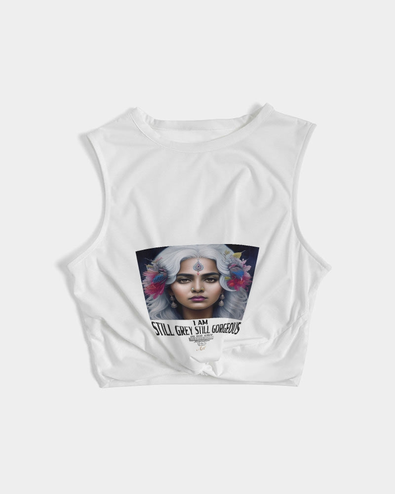 Promoting Indian women with silver grey hair Women's Twist-Front Tank