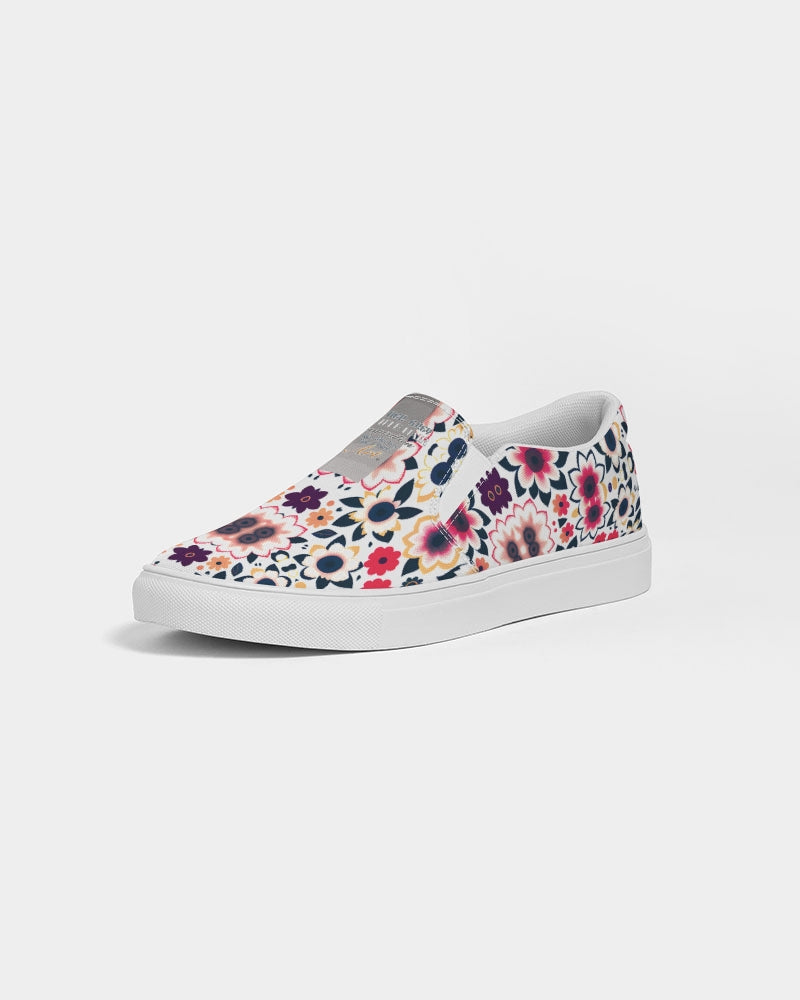 Abstract flower pattern Women's Slip-On Canvas Shoe