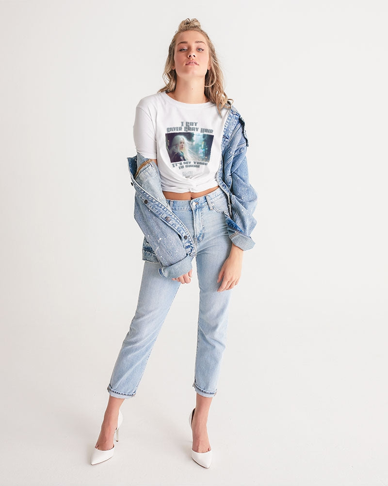 Beautiful white woman my time to shine Women's All-Over Print Twist-Front Cropped Tee