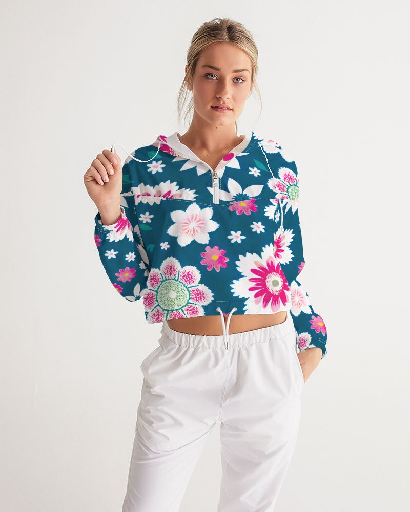 Beautiful floral pattern Women's All-Over Print Cropped Windbreaker