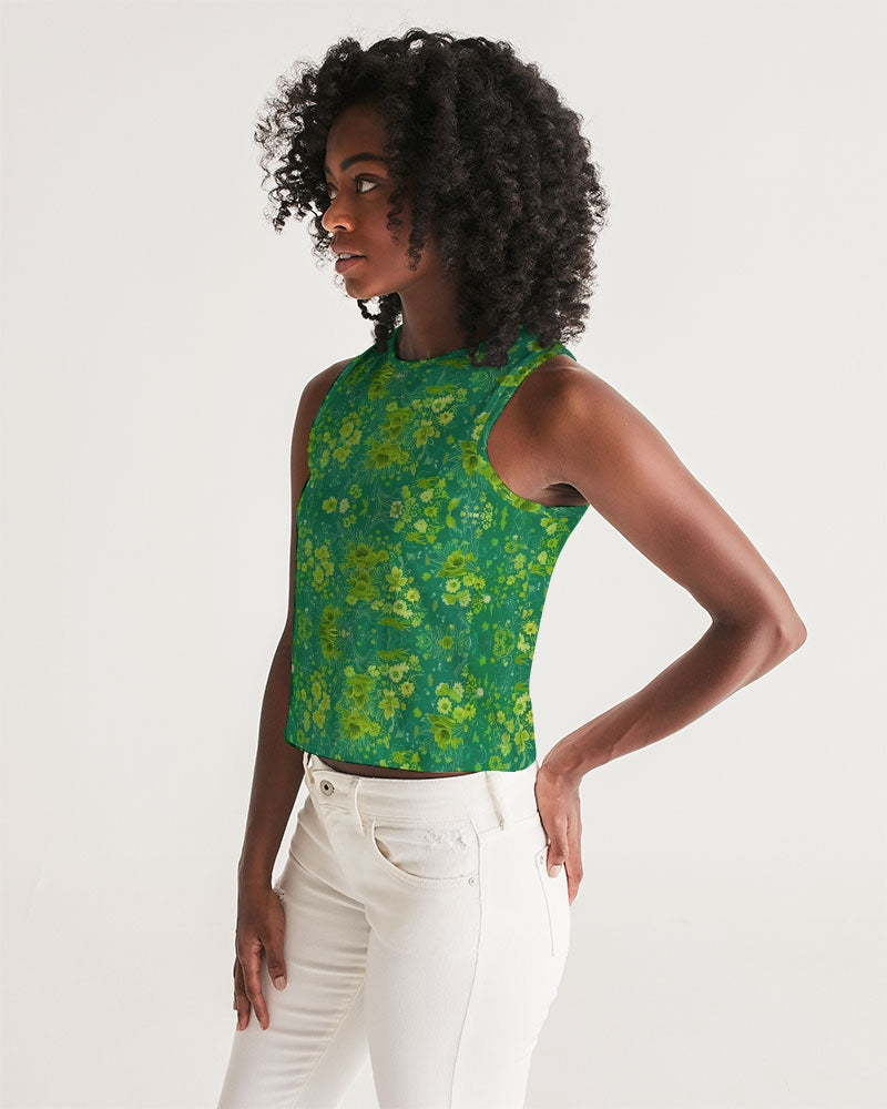 Green lush Repeat pattern Women's Cropped Tank