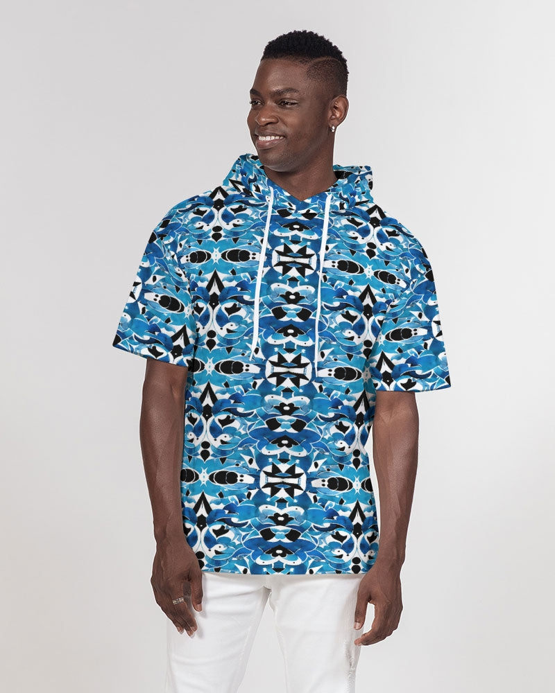 Blue Abstract pattern design Men's Premium Heavyweight Short Sleeve Hoodie