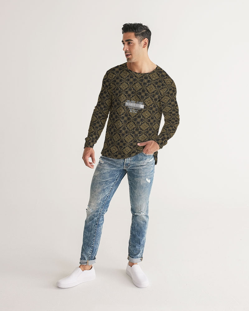 Brown Diamond pattern Men's Long Sleeve Tee