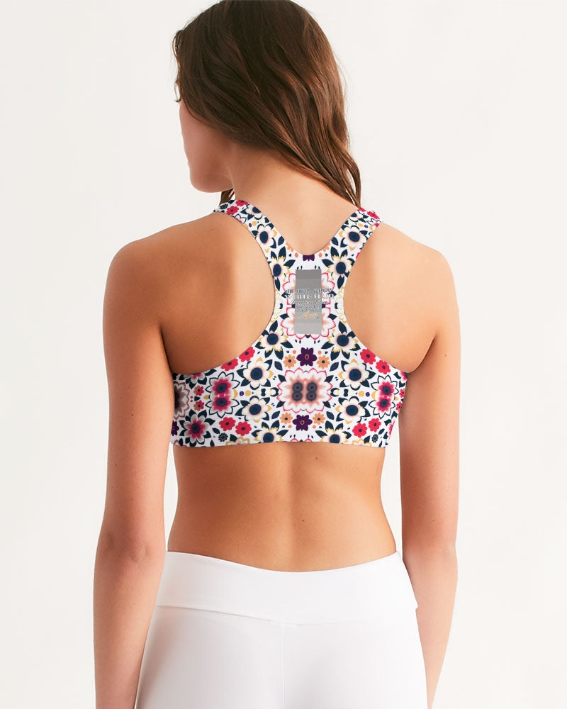 Abstract flower pattern Women's All-Over Print Seamless Sports Bra