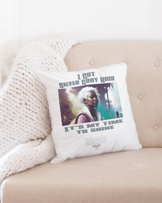 Black sister time to shine Throw Pillow Case 18"x18"