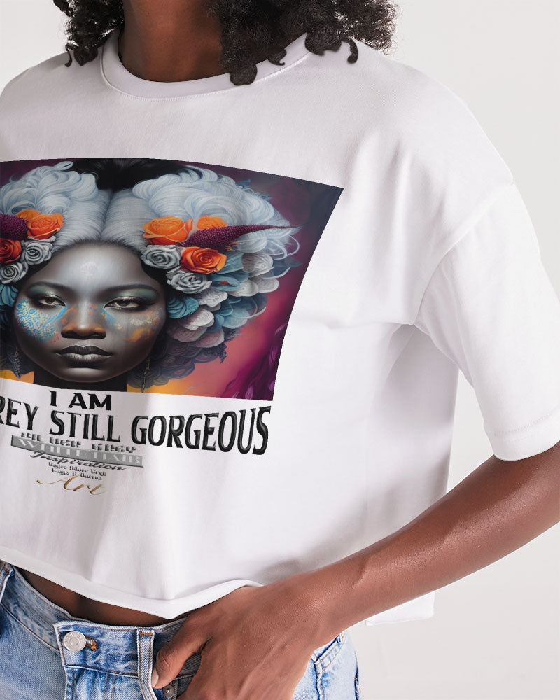 Promoting black women with silver grey hair Women's Lounge Cropped Tee