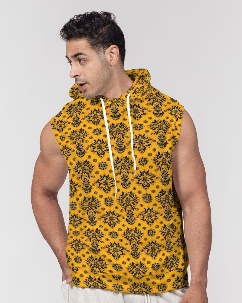 Orange and black royal design Men's Premium Heavyweight Sleeveless Hoodie