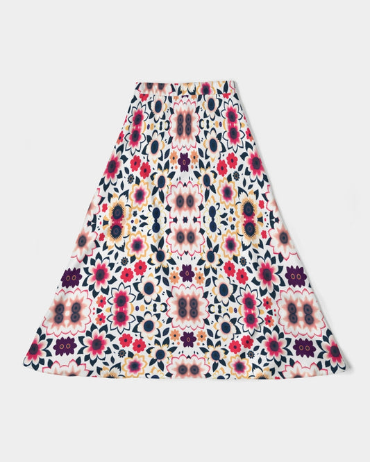 Abstract flower pattern Women's All-Over Print A-Line Midi Skirt