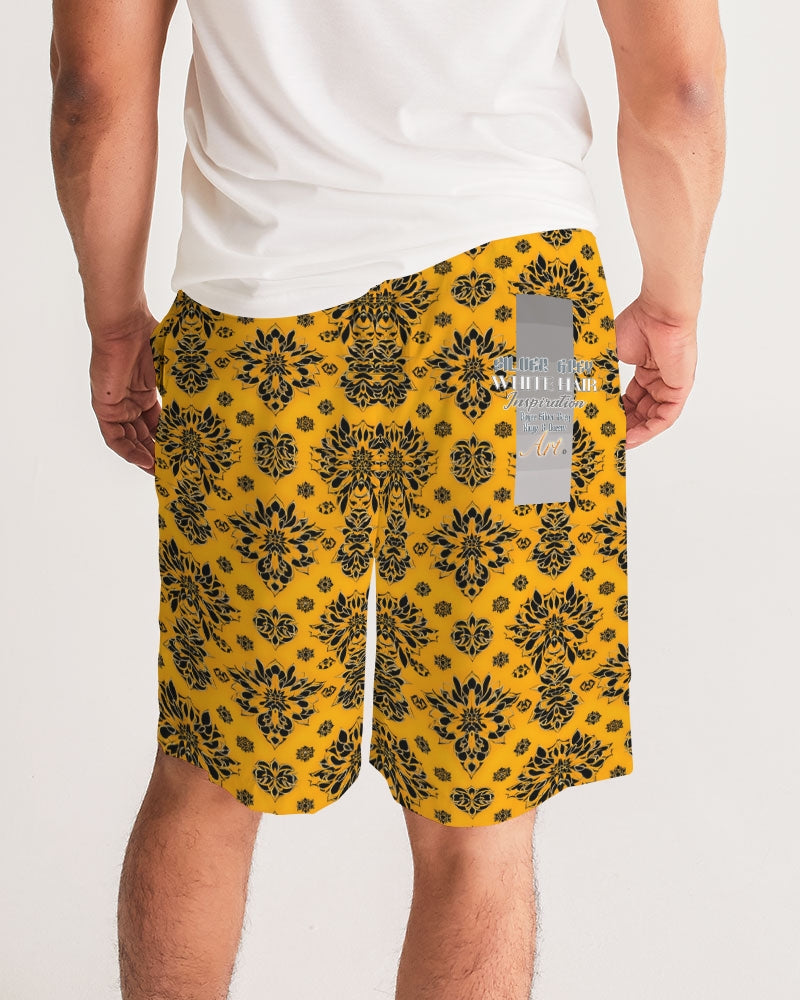 Orange and black royal design Men's Jogger Shorts