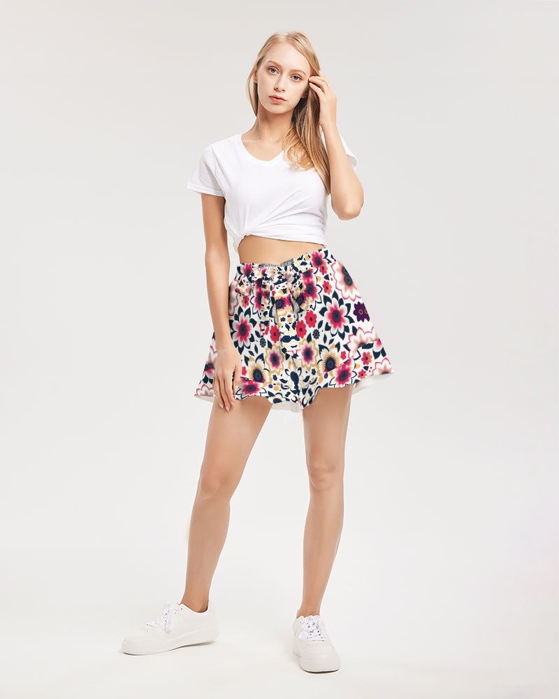 Abstract flower pattern Women's All-Over Print Ruffle Shorts