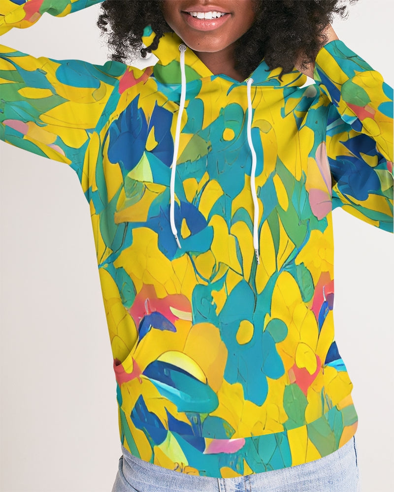 Beautiful yellow and blue hint of red pattern Women's Hoodie