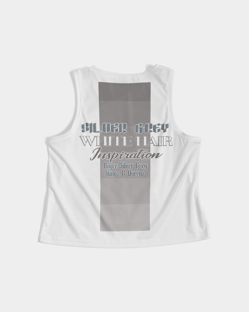 Promoting Asian women with silver grey Women's Cropped Tank