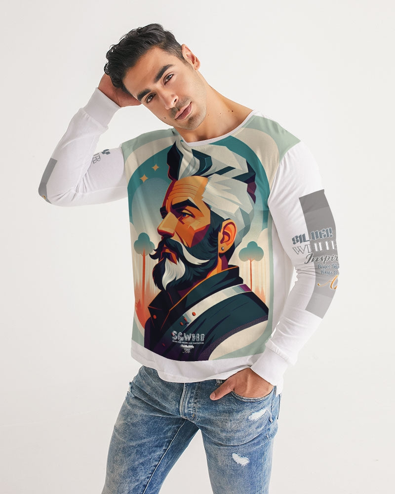 New silver grey Man style Men's All-Over Print Long Sleeve Tee