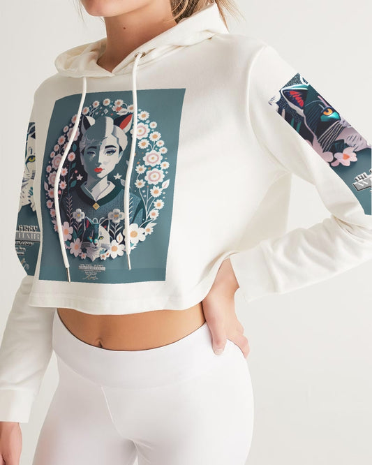 Silverfox flower Women's Cropped Hoodie