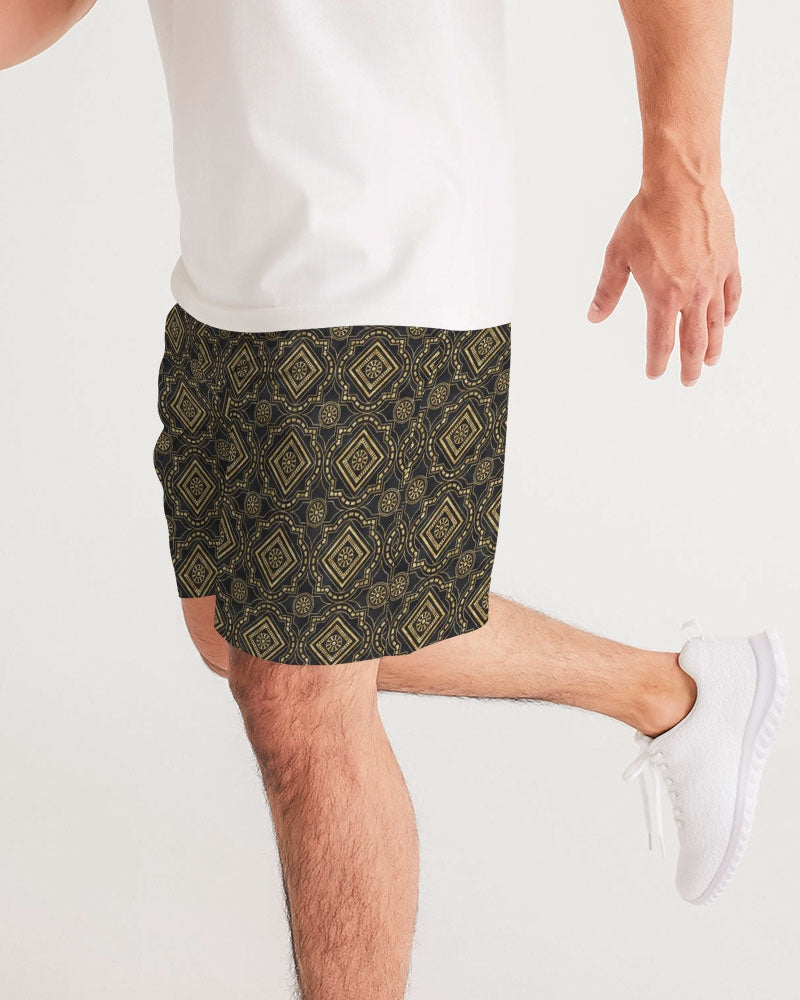 Brown Diamond pattern Men's Jogger Shorts