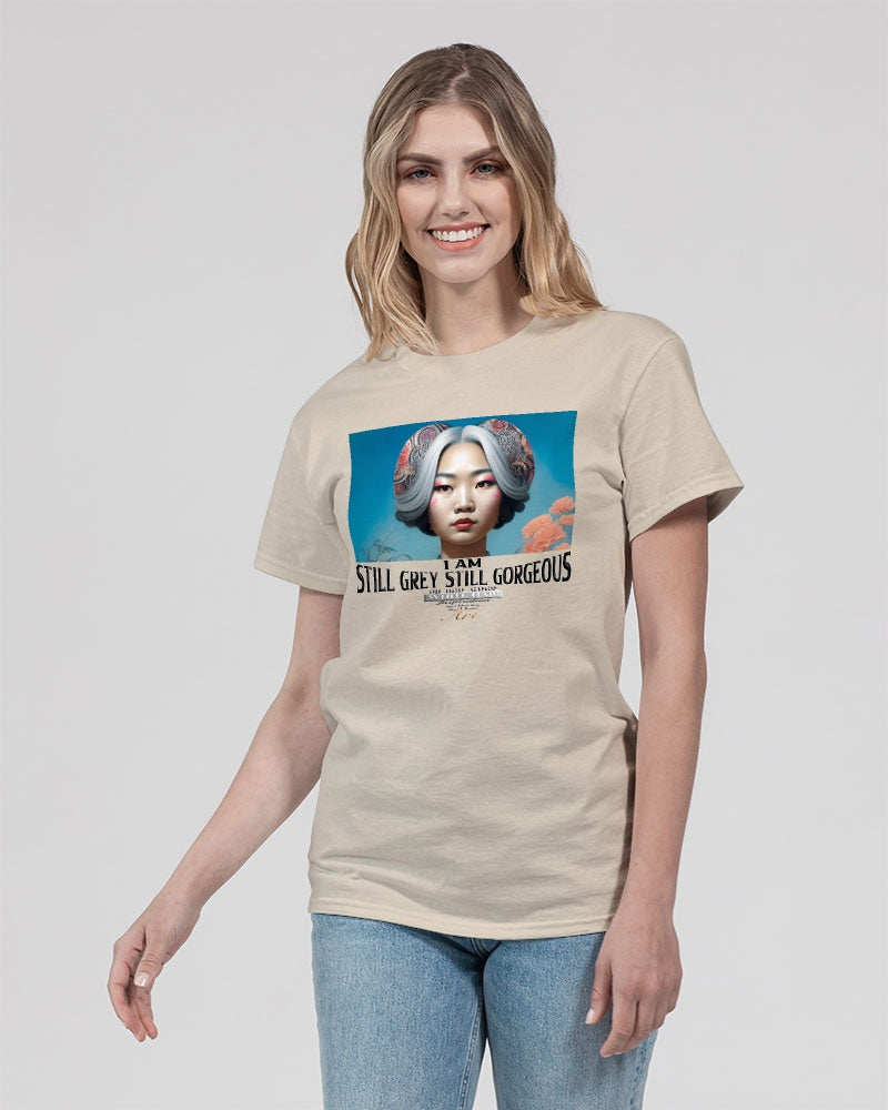 Promoting Asian women with silver grey Unisex Ultra Cotton T-Shirt | Gildan