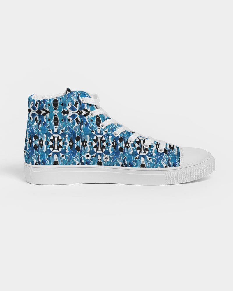 Blue Abstract pattern design Men's Hightop Canvas Shoe