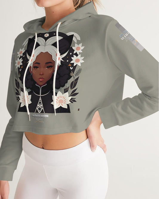 Nubian girl silver fox Women's Cropped Hoodie