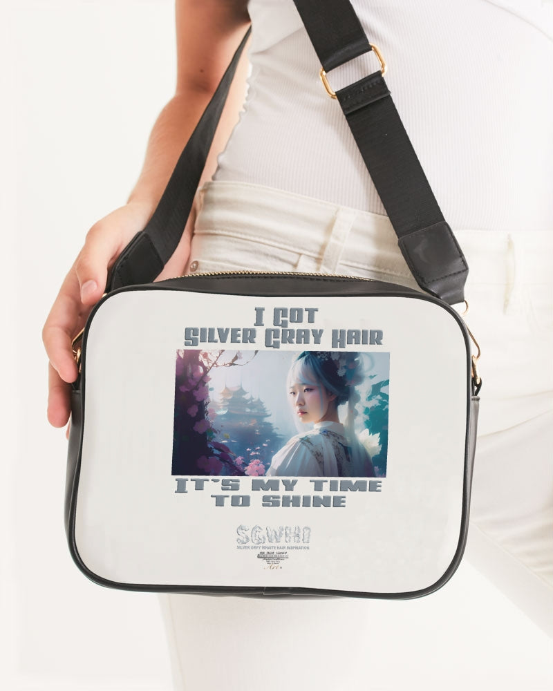 Asian sister with silver grey hair Crossbody Bag