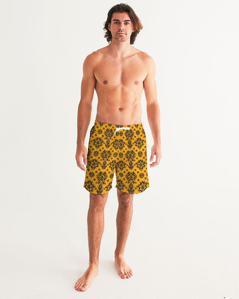 Orange and black royal design Men's Swim Trunk