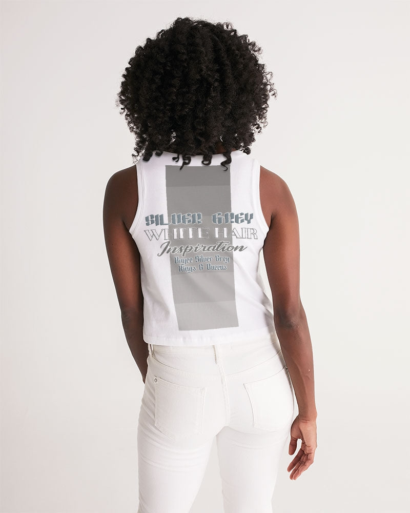 Promoting Asian women with silver grey Women's Cropped Tank