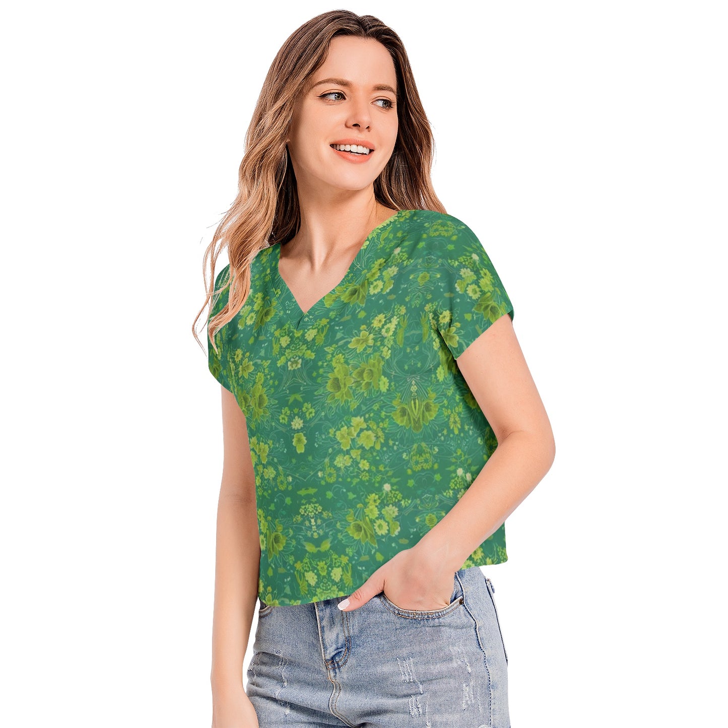 Silver grey white hair inspiration Batwing Sleeve V-Neck Top