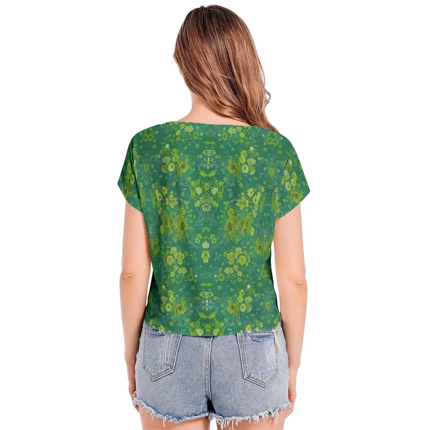 Silver grey white hair inspiration Batwing Sleeve V-Neck Top