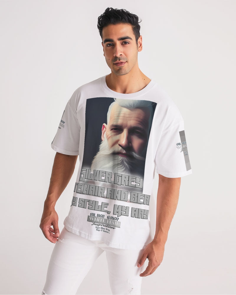 Silver Grey white hair and beard, my style my way Men's Premium Heavyweight Tee