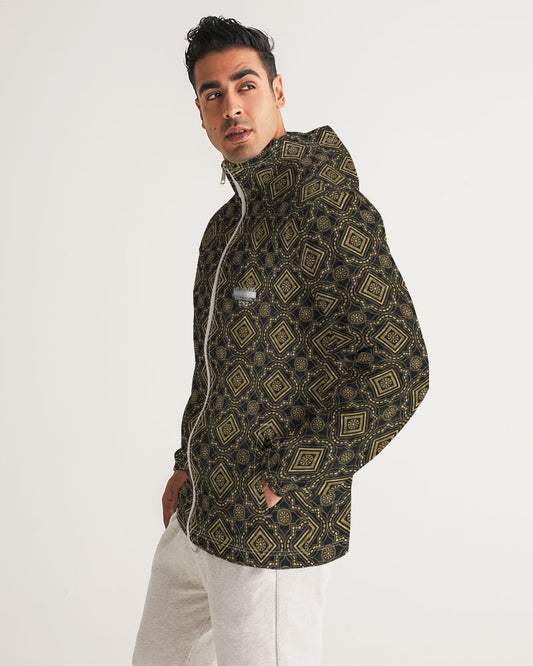 Brown Diamond pattern Men's Windbreaker