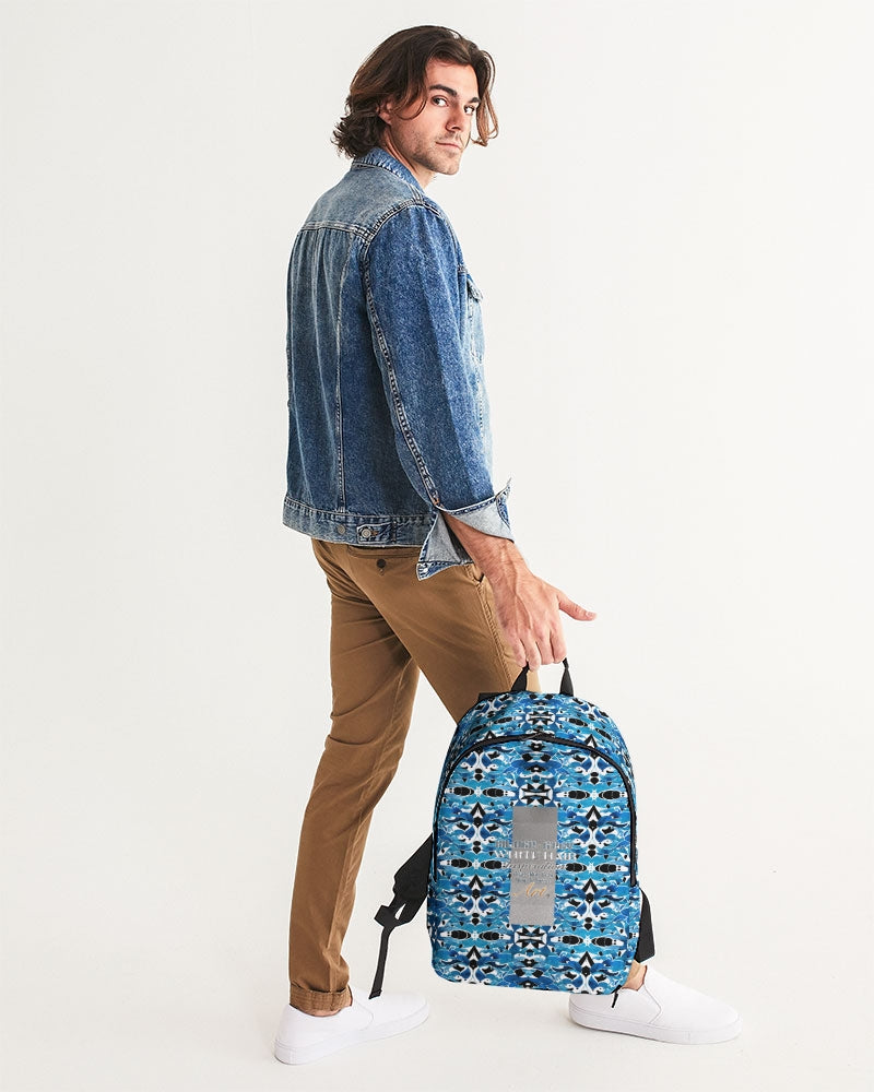 Blue Abstract pattern design Large Backpack