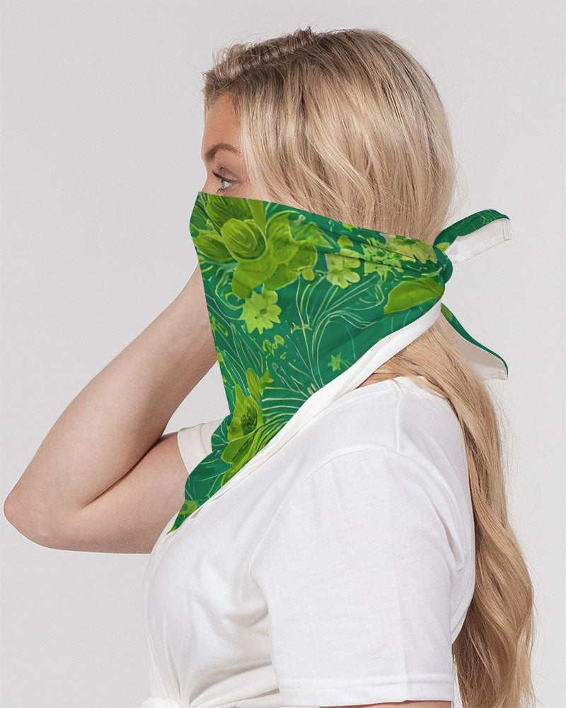 Lush green flower pattern design with logo Bandana Set