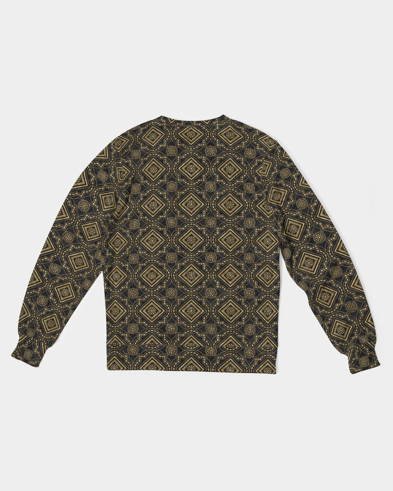 Brown Diamond pattern Men's Classic French Terry Crewneck Pullover