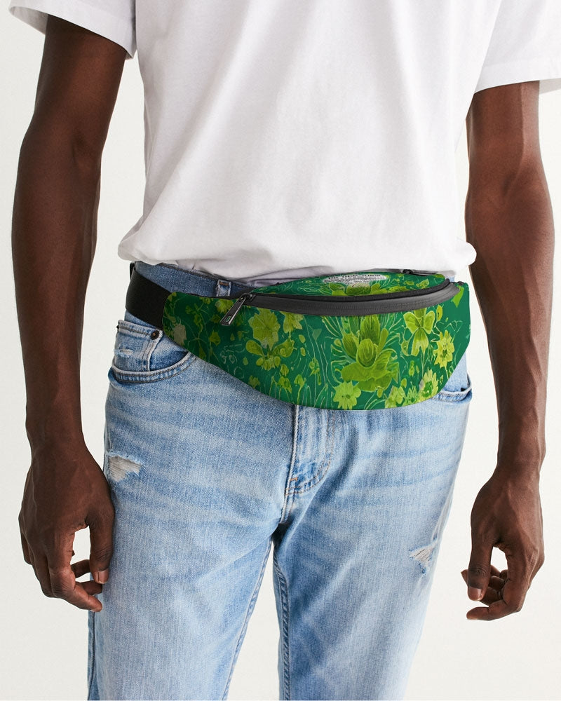 Lush green flower pattern design with logo Crossbody Sling Bag