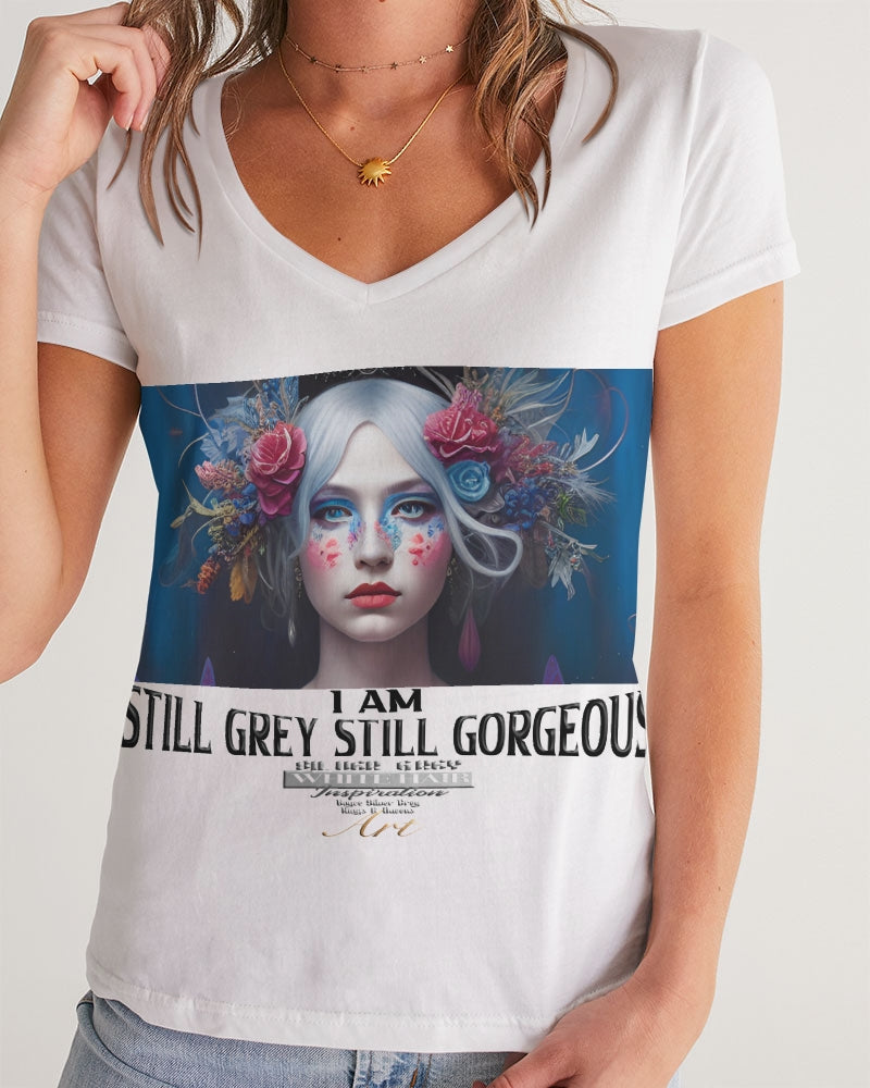 I am Still Grey Still Gorgeous Women's V-Neck Tee