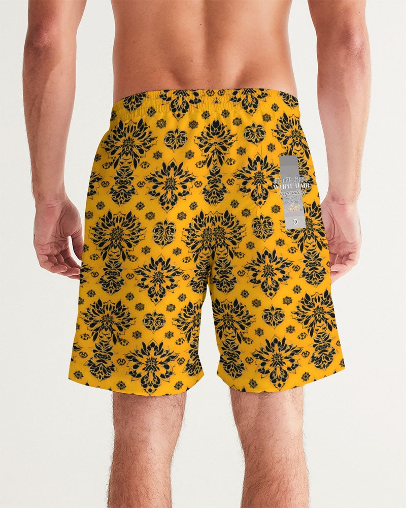 Orange and black royal design Men's Swim Trunk