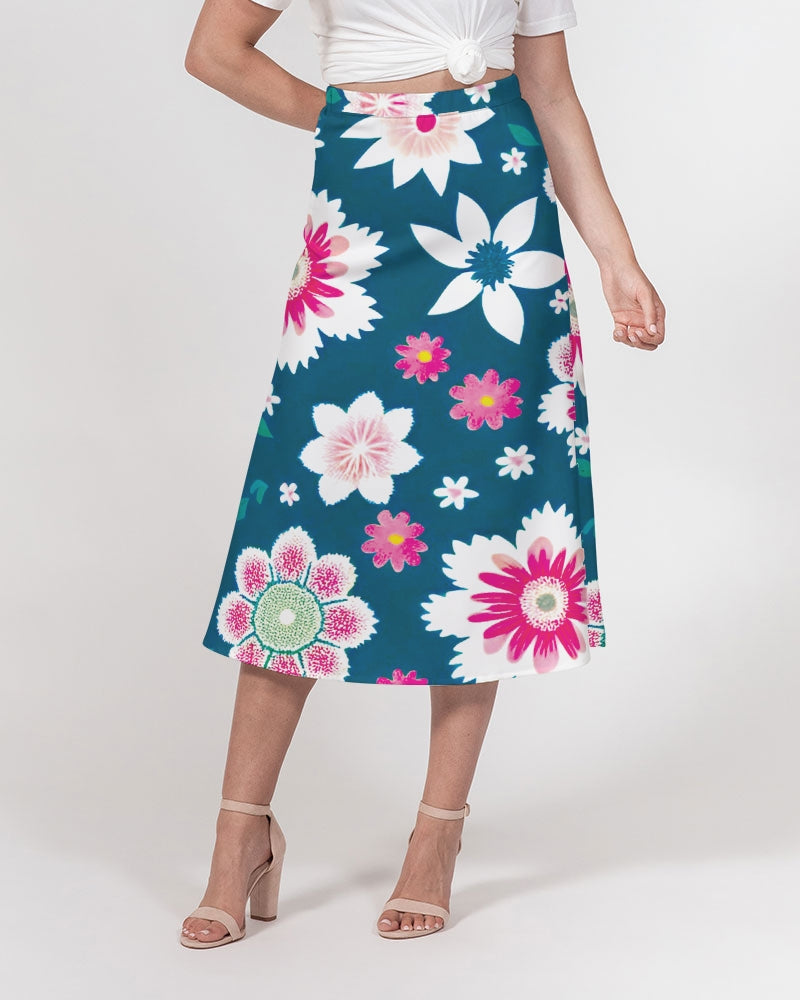 Beautiful floral pattern Women's All-Over Print A-Line Midi Skirt